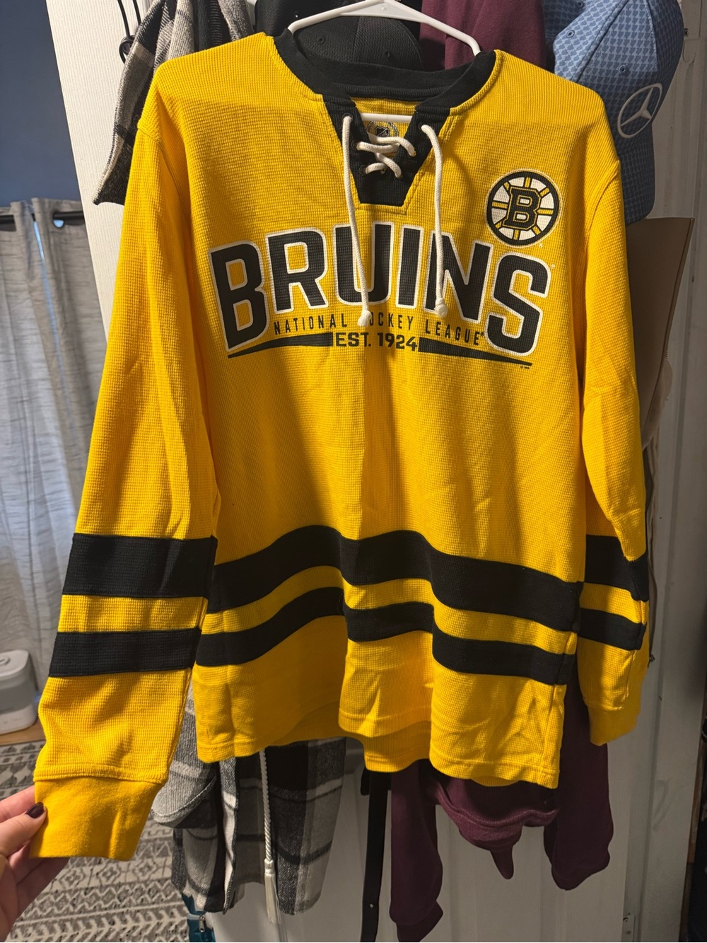 Boston Bruins Yellow Hockey Lace-Up Pullover